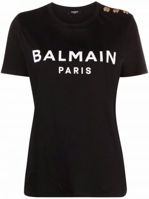 Camiseta con botones con estampado Balmain