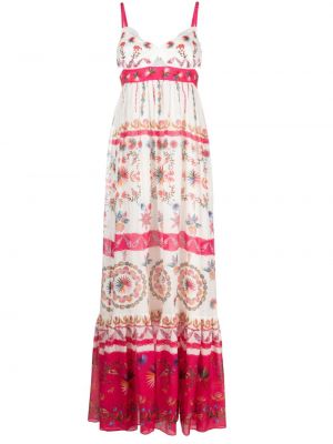 Hedvábné lněné dlouhé šaty Saloni - bílá