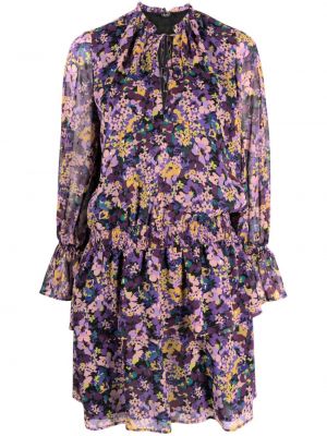 Kvetinové šaty s potlačou s volánmi Liu Jo fialová
