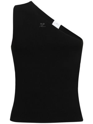 Asimetrisks krekls viskozes Courreges melns