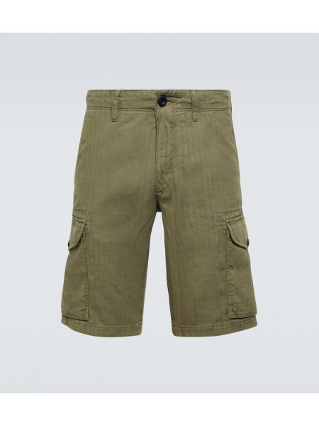 Pamučne lanene kratke hlače kargo Incotex zelena