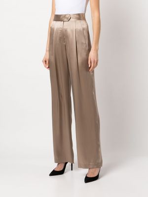 Jedwabne satynowe spodnie relaxed fit Michelle Mason szare