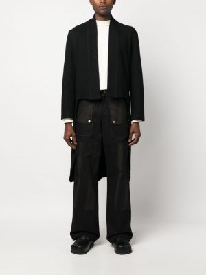 Vlněný kabát s vysokým pasem Greg Lauren černý