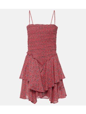 Bavlnené šaty s volánmi Marant Etoile ružová