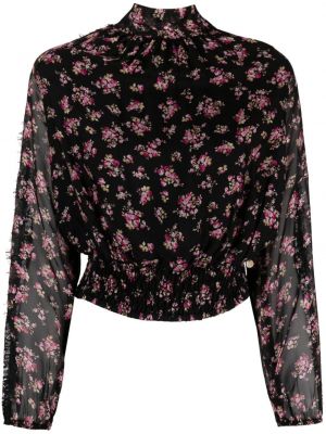 Bluza s cvetličnim vzorcem s potiskom Liu Jo črna