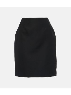 Vunena mini suknja Versace crna