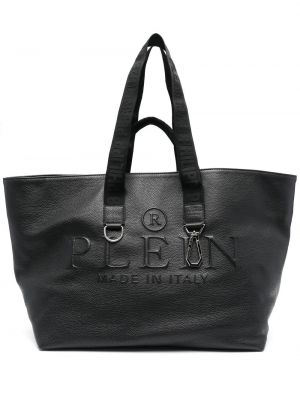 Kožená nákupná taška Philipp Plein čierna