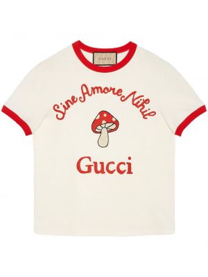 Rövid ujjú pamut hímzett póló Gucci