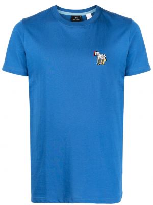 Памучна тениска с принт с принт зебра Ps Paul Smith синьо
