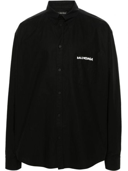 Bombažna srajca s potiskom Balenciaga črna