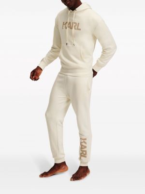 Kokvilnas kapučdžemperis ar apdruku Karl Lagerfeld bēšs
