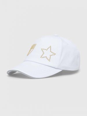 Със звездички памучна шапка с козирки с апликация Chiara Ferragni бяло