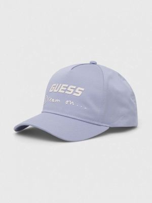 Памучна шапка с козирки с апликация Guess синьо