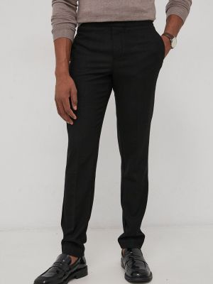 Volnene hlače Bruuns Bazaar črna
