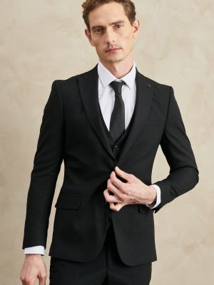Slim fit priliehavý oblek Altinyildiz Classics čierna