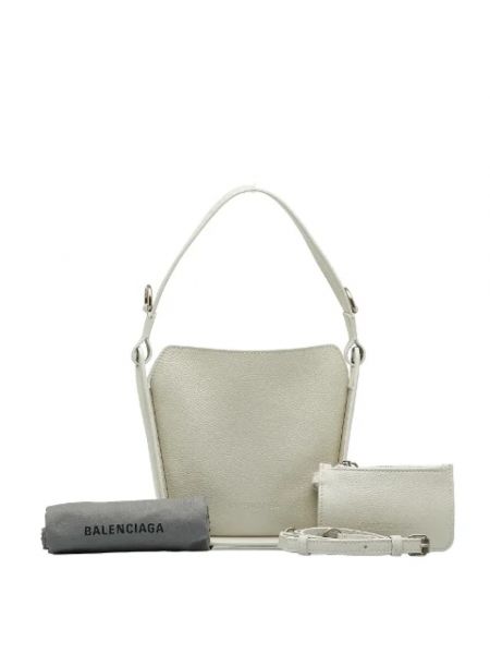 Shopperka skórzana retro Balenciaga Vintage biała