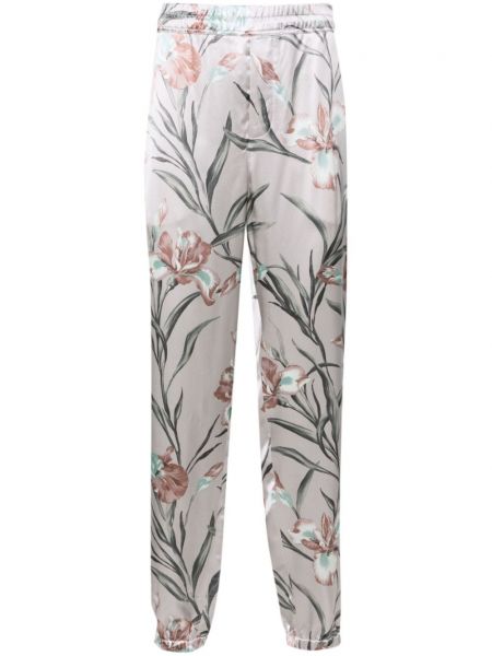 Pantalon slim à fleurs Saint Laurent gris