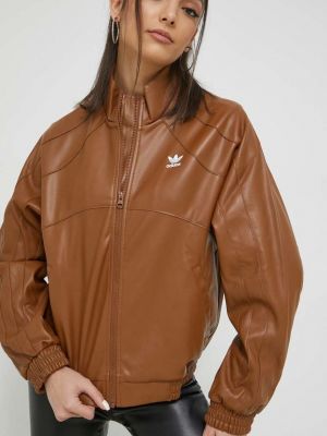 Adidas Originals kurtka damska kolor brązowy przejściowa oversize