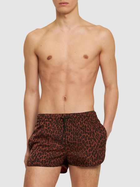 Pantaloncini di nylon leopardato Cdlp marrone