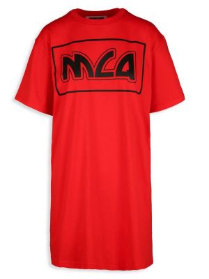 Платье-футболка Mcq Alexander Mcqueen с металлическим логотипом, красный/черный