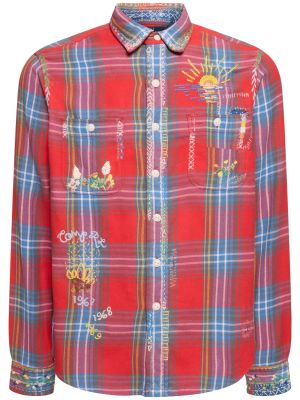 Zvaigznes flaneļa rūtainas krekls Polo Ralph Lauren sarkans