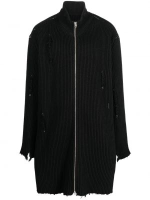 Пуловер с цип с протрити краища Mm6 Maison Margiela черно