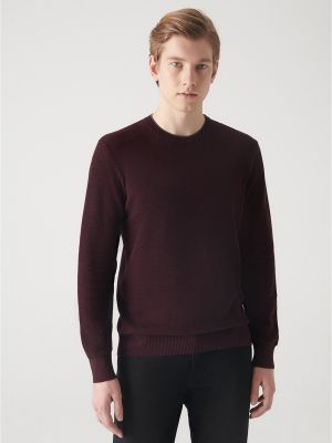 Памучен пуловер Avva винено червено
