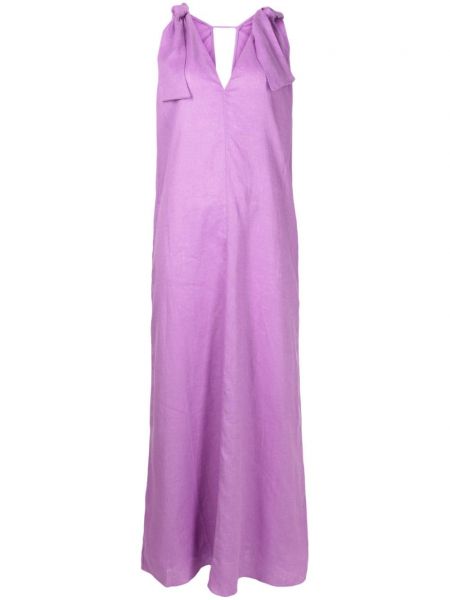 Λινή φόρεμα με φιόγκο Adriana Degreas μωβ