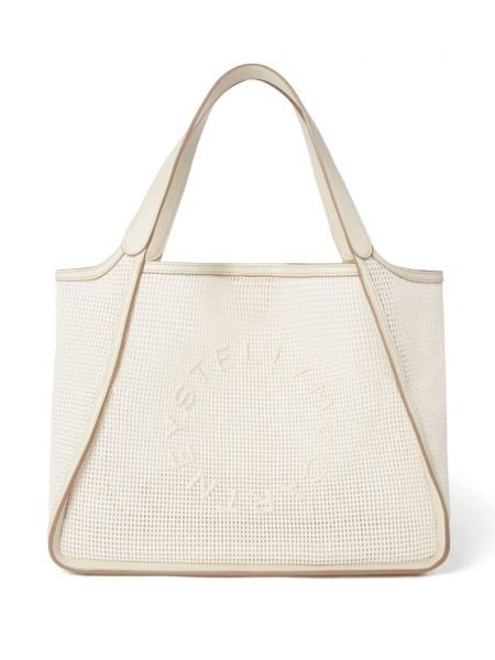 Τσάντα shopper με κέντημα από διχτυωτό Stella Mccartney λευκό