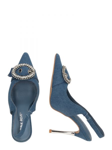 Полуотворени обувки с ток с отворена пета Public Desire синьо