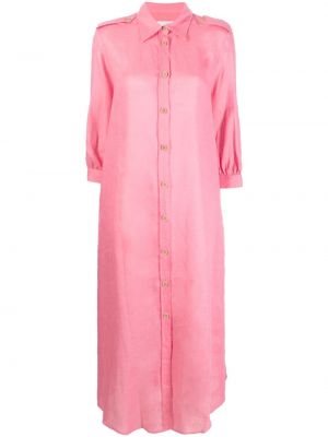 Růžové lněné dlouhé šaty Ballantyne
