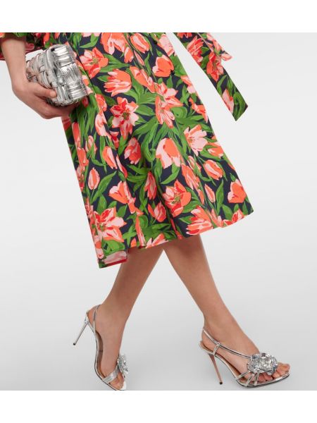 Pamučna midi haljina s mašnom Carolina Herrera plava