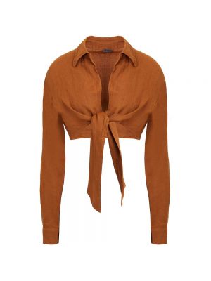 Льняная блузка 8 By Yoox коричневая