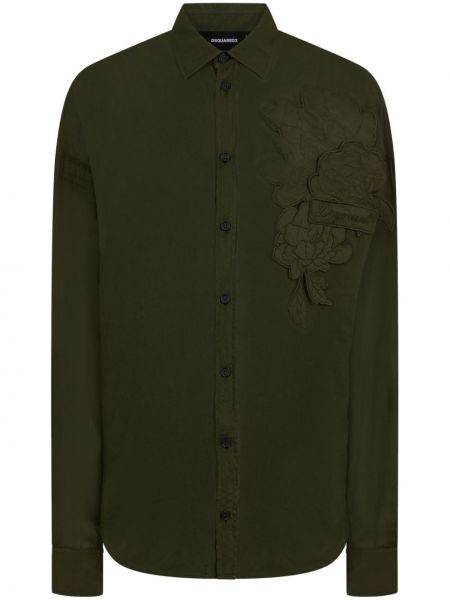 Bombažna srajca s cvetličnim vzorcem Dsquared2 zelena