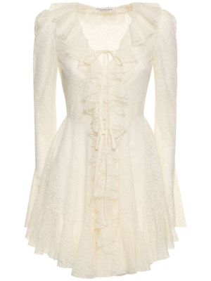 Mini haljina s volanima s čipkom Philosophy Di Lorenzo Serafini bijela