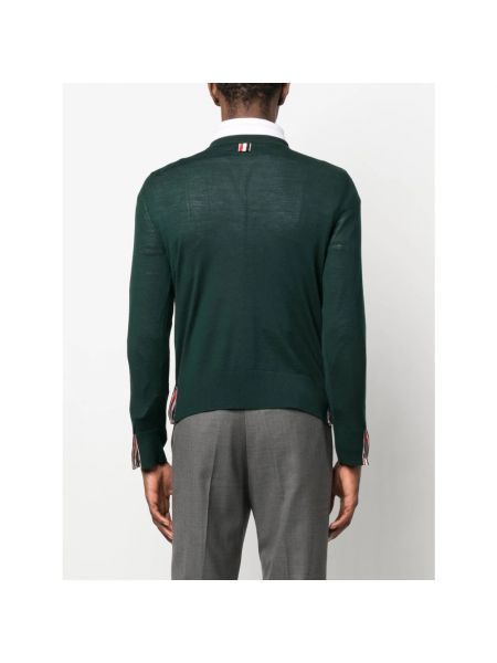 Jersey de lana a rayas de punto Thom Browne verde