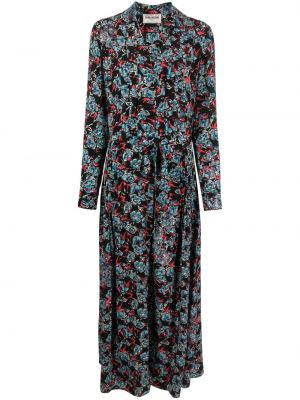 Svilena srajčna obleka s cvetličnim vzorcem s potiskom Zadig&voltaire črna