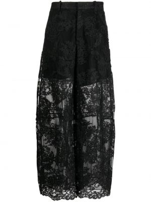Čipkované voľné nohavice Simone Rocha čierna