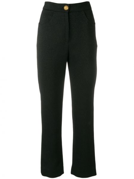 Pantalones rectos de cintura alta Balmain negro