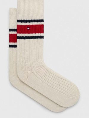 Вълнени чорапи Tommy Hilfiger бяло