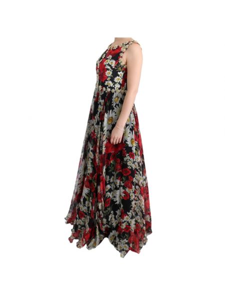 Vestido largo de flores de cristal Dolce & Gabbana