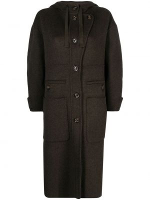 Vlněný kabát s kapucí Soeur hnědý
