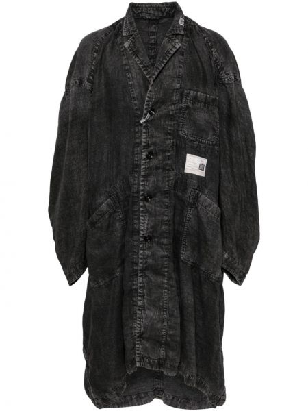 Lininis paltas Maison Mihara Yasuhiro juoda