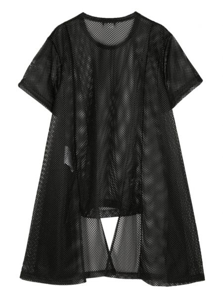 Asymetrické tričko se síťovinou Comme Des Garçons Homme Plus černé