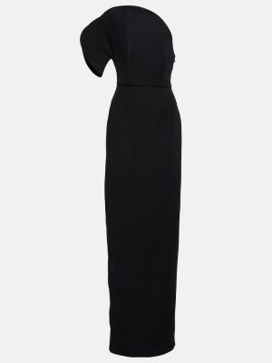 Hodvábne vlnené dlouhé šaty Roland Mouret čierna