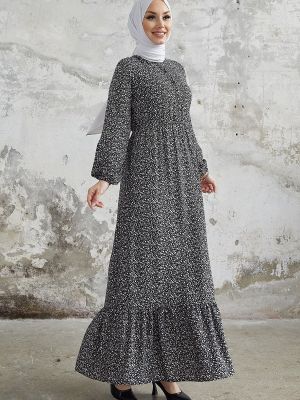 Sukienka z wiskozy w kwiatki Instyle czarna