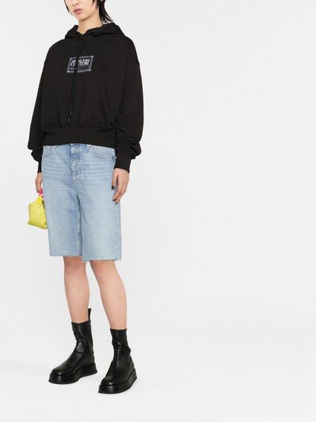 Kapučdžemperis ar apdruku Versace Jeans Couture melns