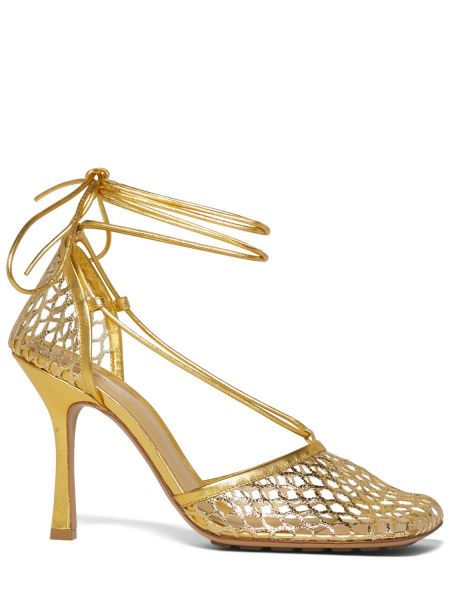 Mesh læder pumps Bottega Veneta guld