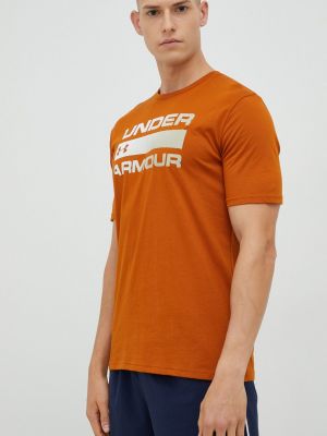 Тениска с дълъг ръкав с принт Under Armour оранжево