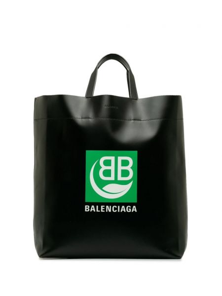 Kožená nákupná taška Balenciaga Pre-owned čierna